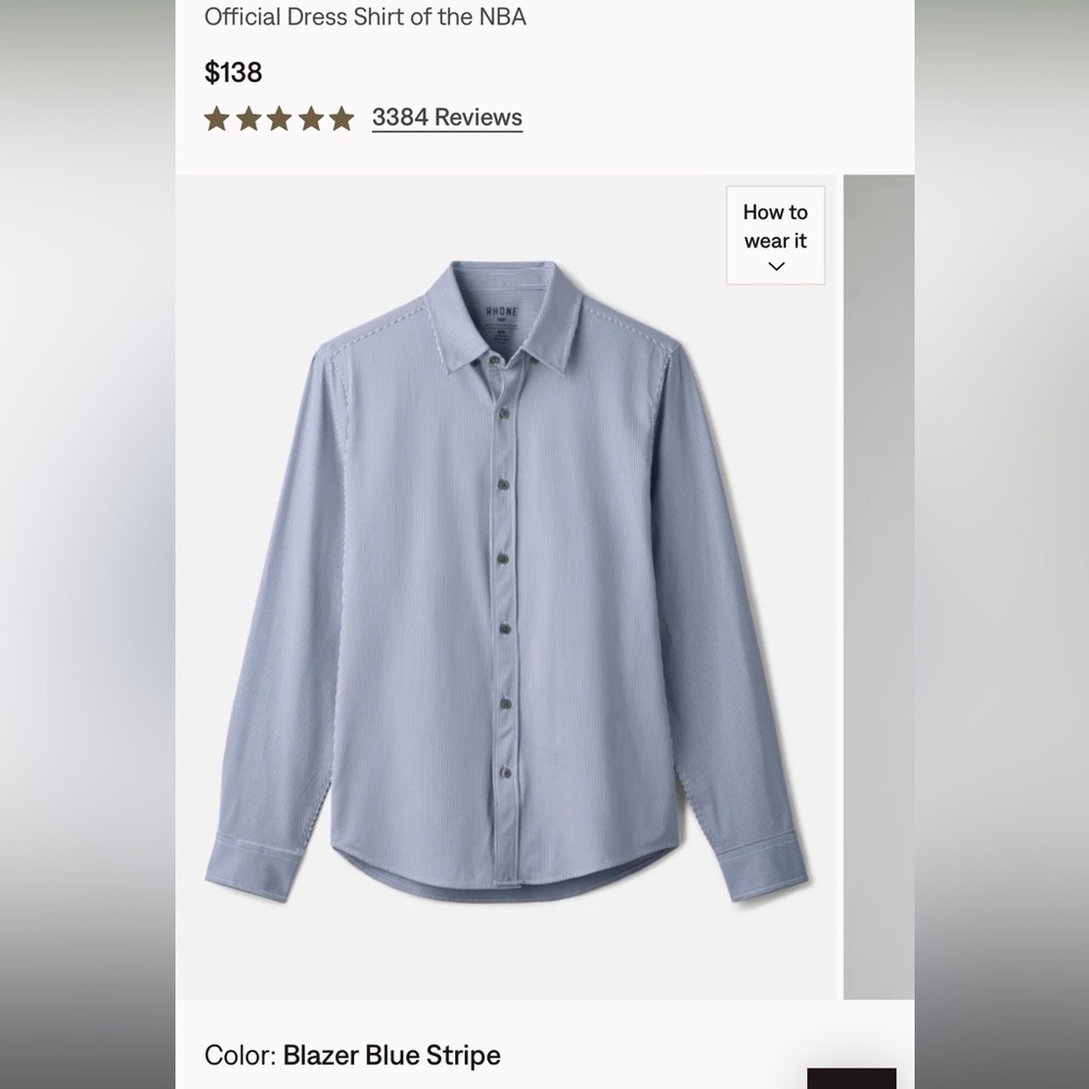 Rhone blazer blue stripe commuter slim fit shirt. Size M. Nwt